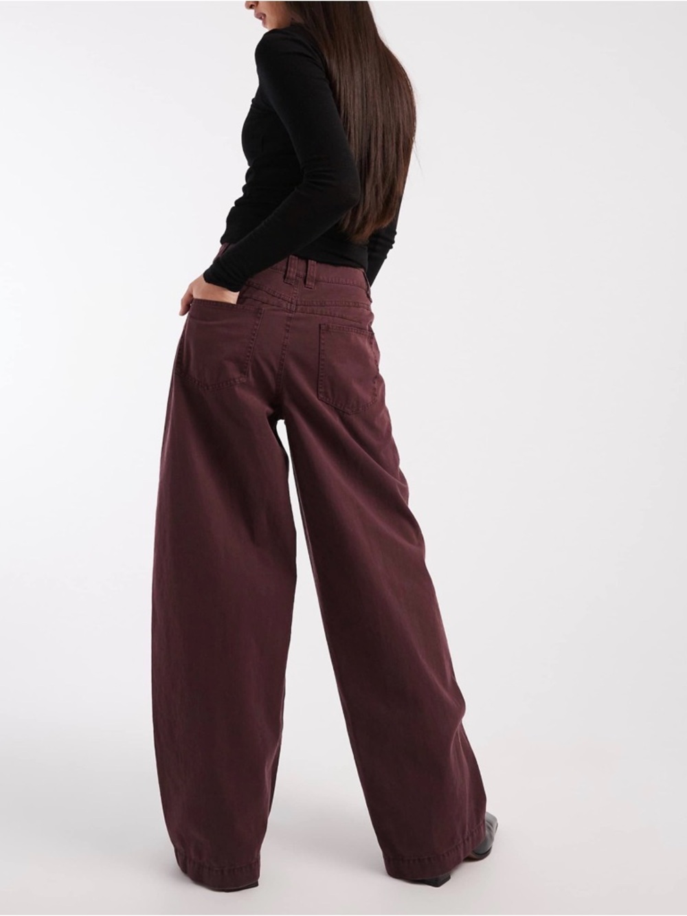 ASOS barrel pants in washed effect in Plum